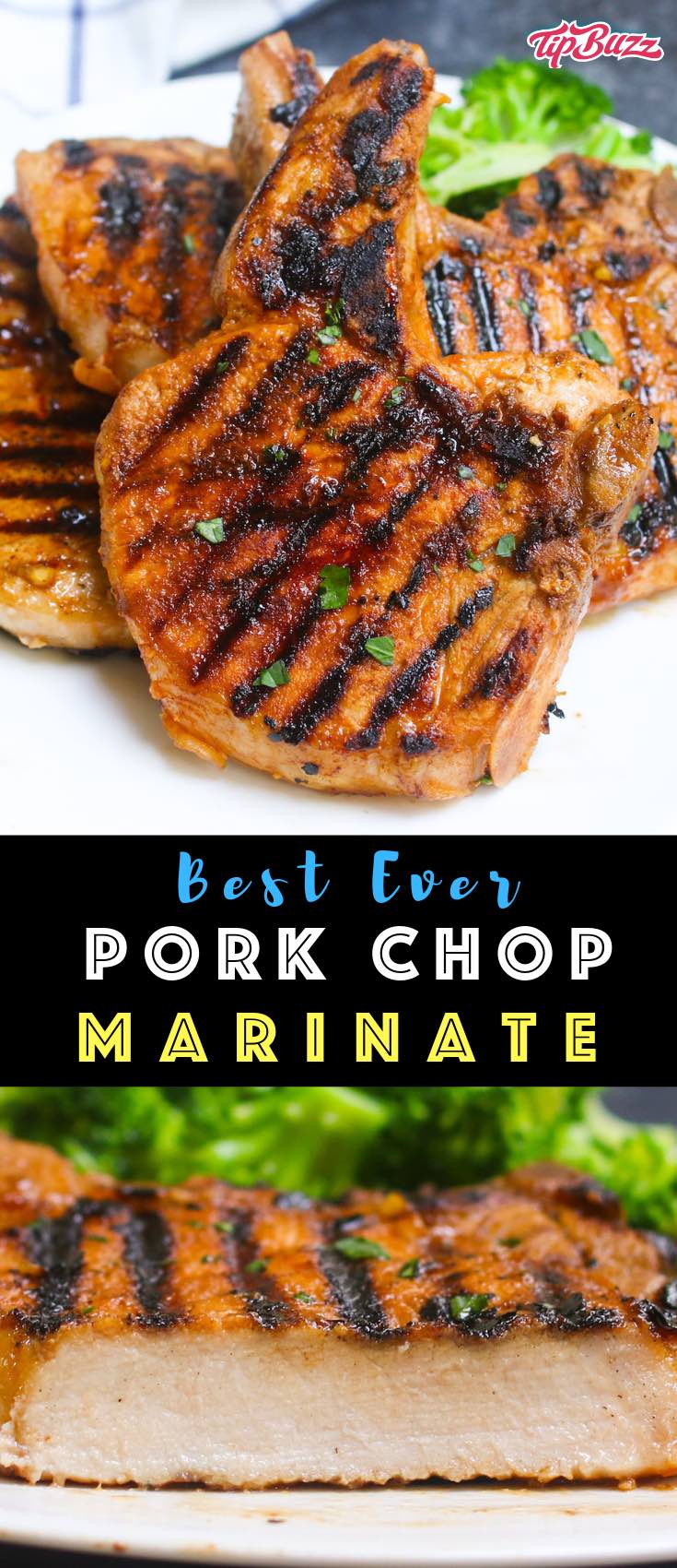 The Best Ever Pork Chop Marinade produces tender and flavorful pork chops every time! It’s an easy pork marinade recipe made with soy sauce, brown sugar, vinegar, garlic, olive oil, and ketchup. These marinated pork chops are perfect for grilling, pan frying, or baking. #porkchopmarinade #easyporkchoprecipes 