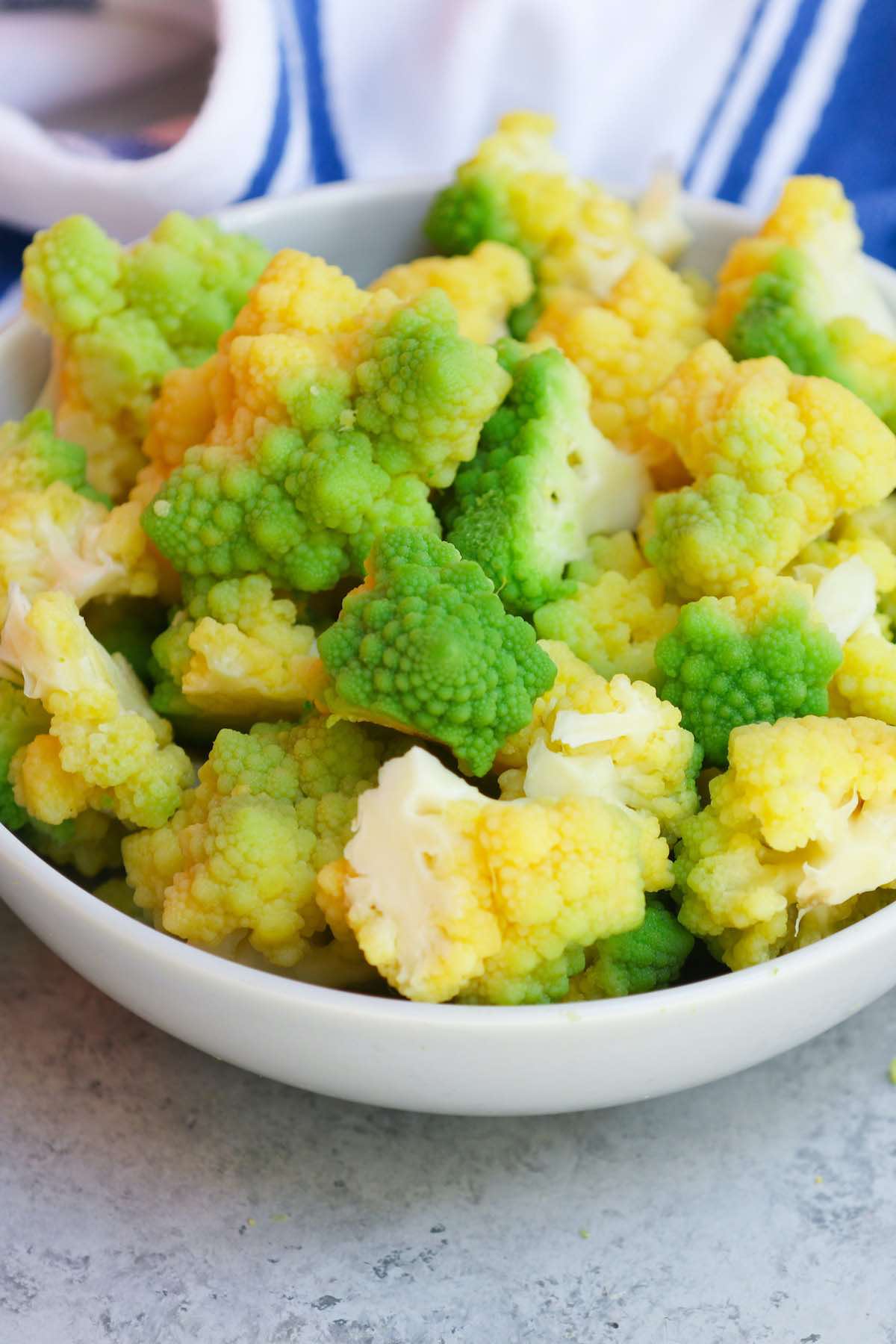 A colorful serving of boiled romanesco