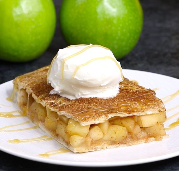 Sheet Pan Apple Pie on a serving plate