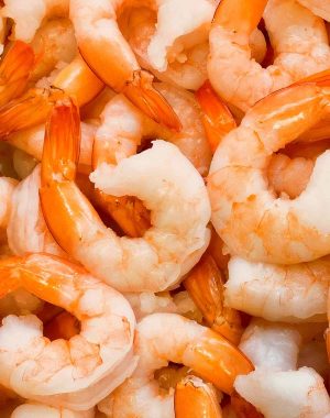 Cooked shrimp with tails on