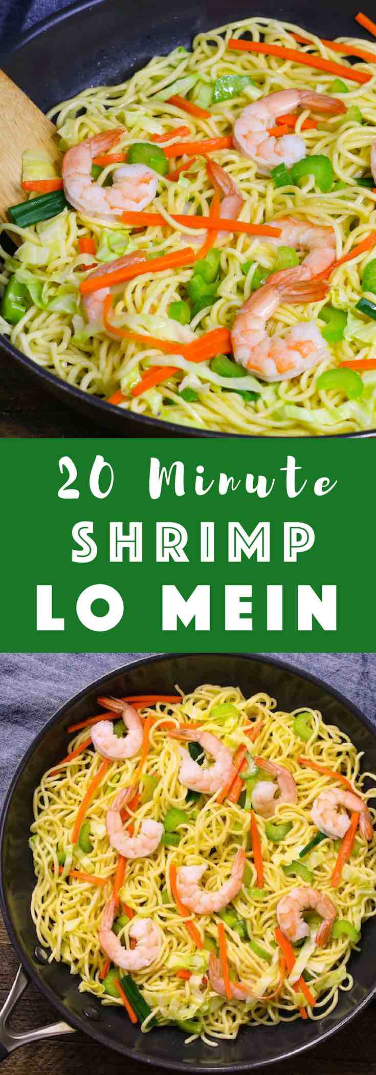 Make this quick and delicious Shrimp Lo Mein and skip the restaurant takeout! This will become one of your go-to weeknight dinner ideas that’s easy to prepare in 20 minutes!