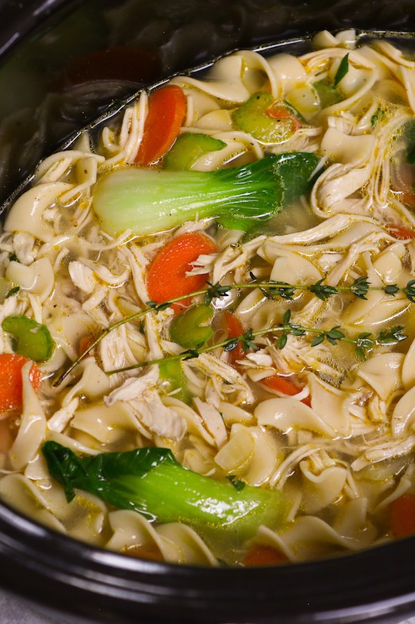 Slow Cooker Chicken Noodle Soup in the crock pot