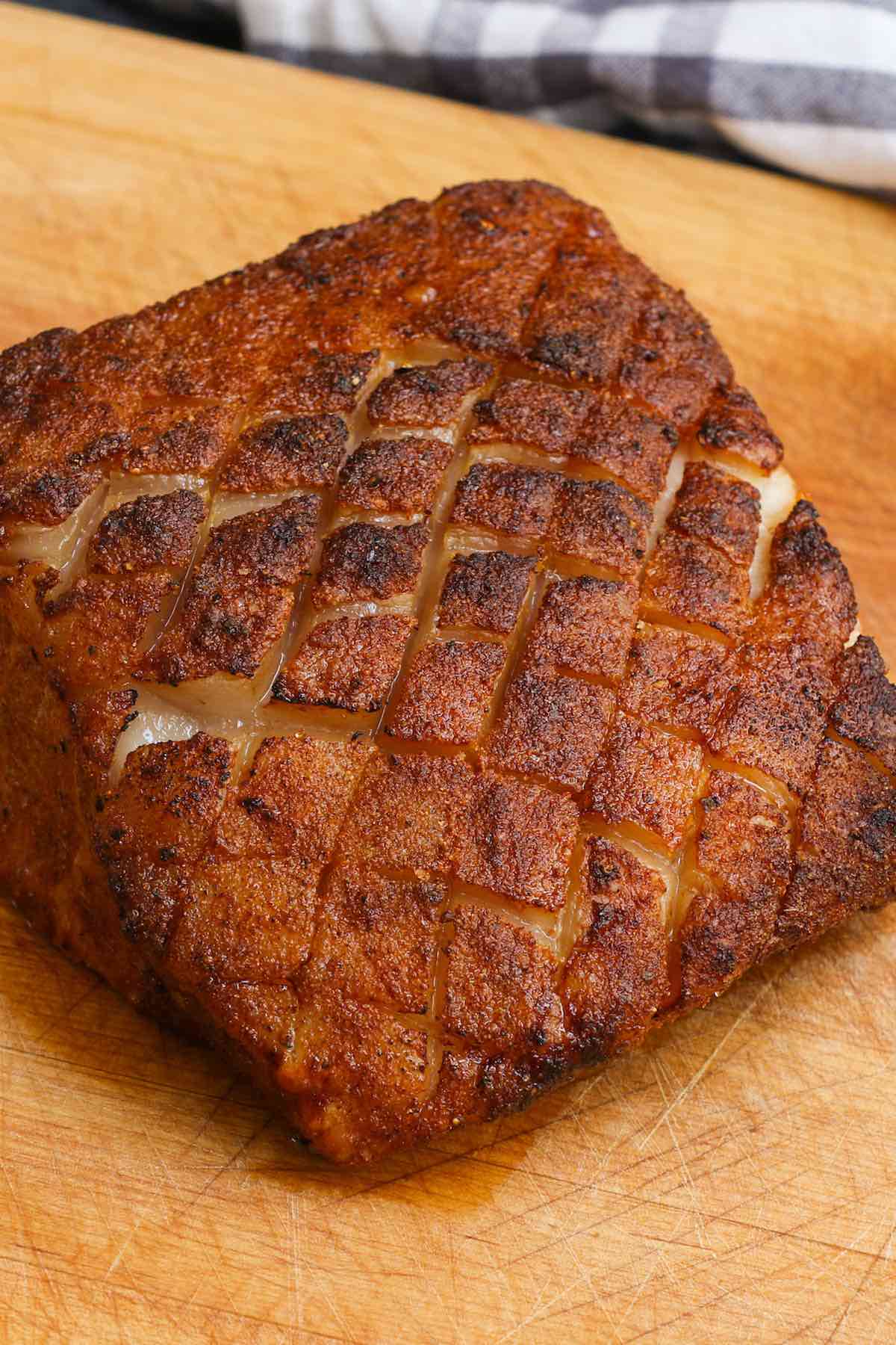 The dry spice rub produces a beautiful crust on the outside of the meat during smoking