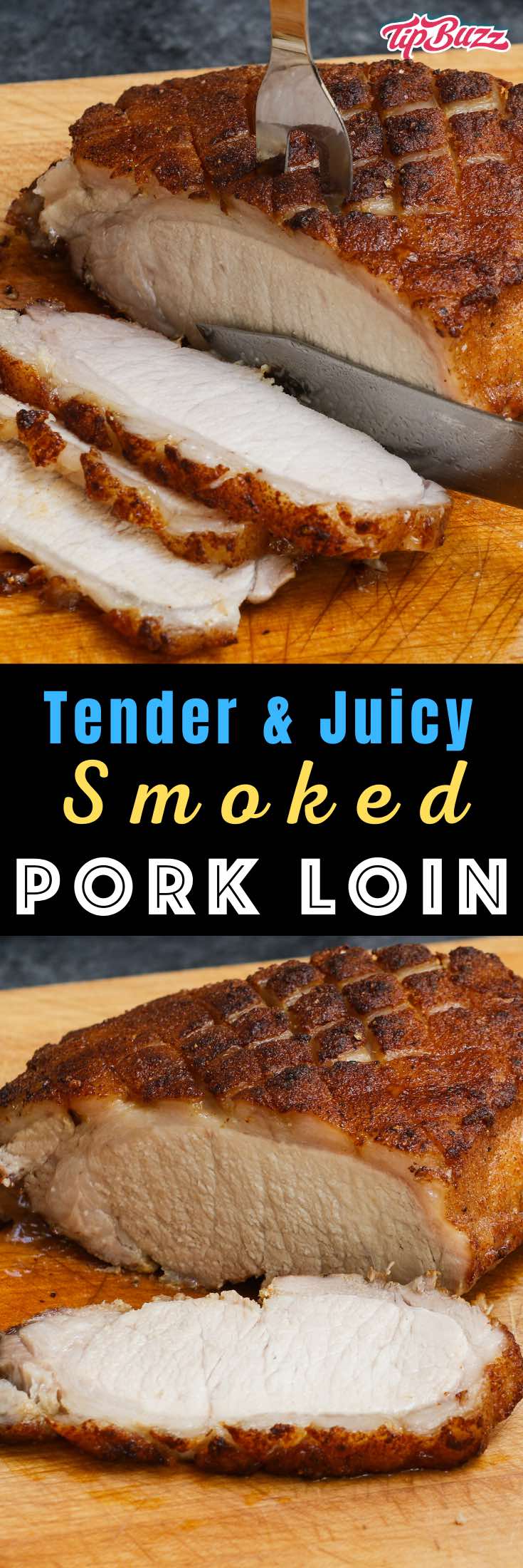 Smoked Pork Loin made easy with a delicious dry rub that produces juicy meat with a nice crust on the outside. Perfect for any backyard BBQ or party! #smokedporkloin #smokedpork