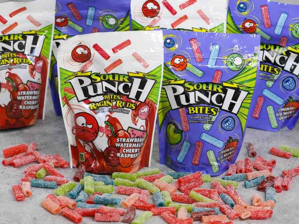 Sour Punch Candy Assorted Bites and Raging Reds flavors