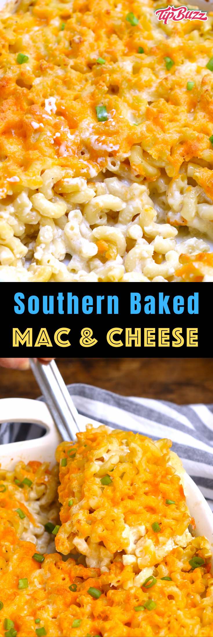Southern Mac and Cheese is creamy, cheesy and baked to perfection. This authentic recipe only needs 10 minutes of prep with no need to make a cheese sauce. #southernmacandcheese #bakedmacandcheese
