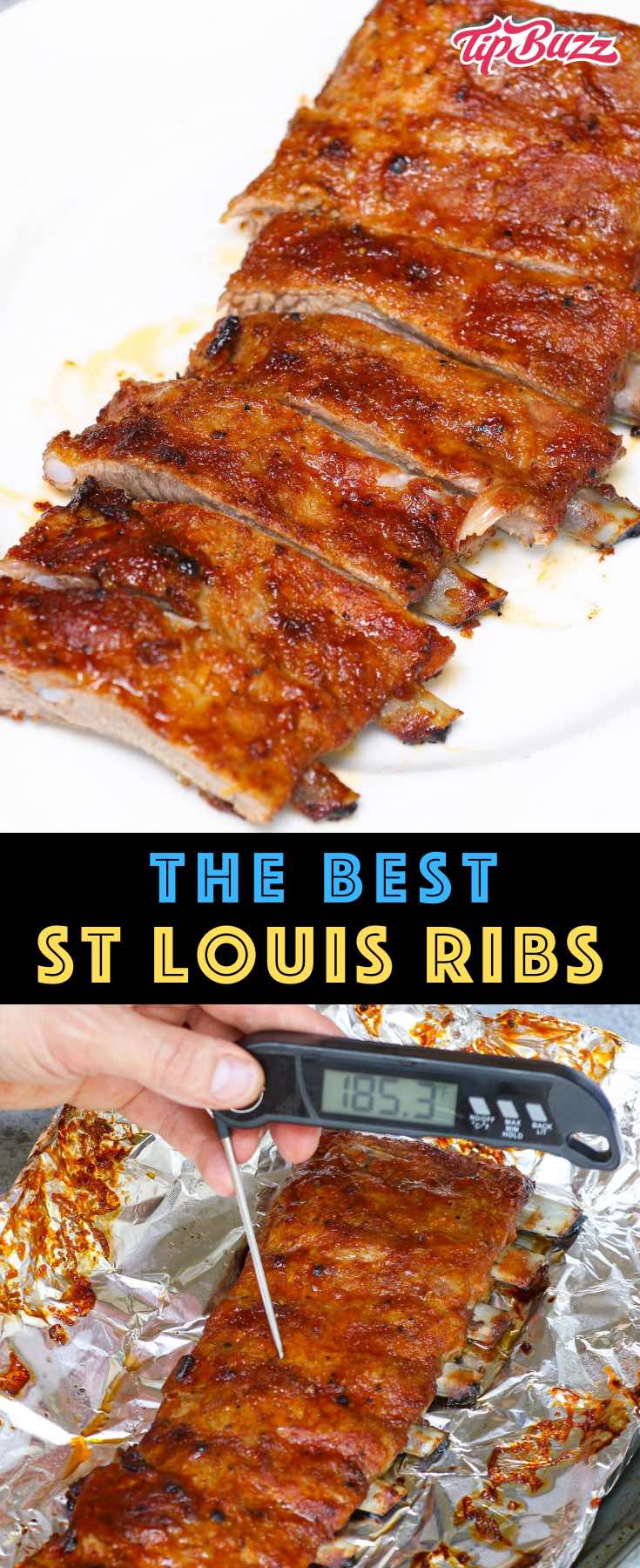 Enjoy fall-off-the-bone tender St Louis Style Ribs baked in the oven with a caramelized, sticky crust! This is one of the best ways to make St Louis ribs. #stlouisribs