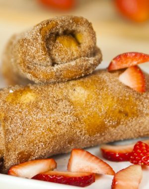 Strawberry Cheesecake Chimichangas are a Tex Mex dessert that's crispy on the outside and creamy on the inside!