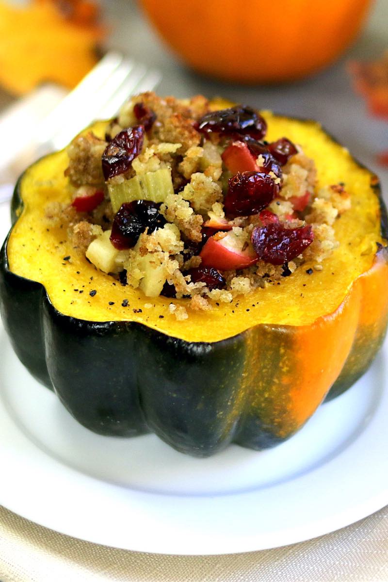 Acorn squash with a vegetarian stuffing