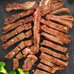 Porterhouse steak sliced
