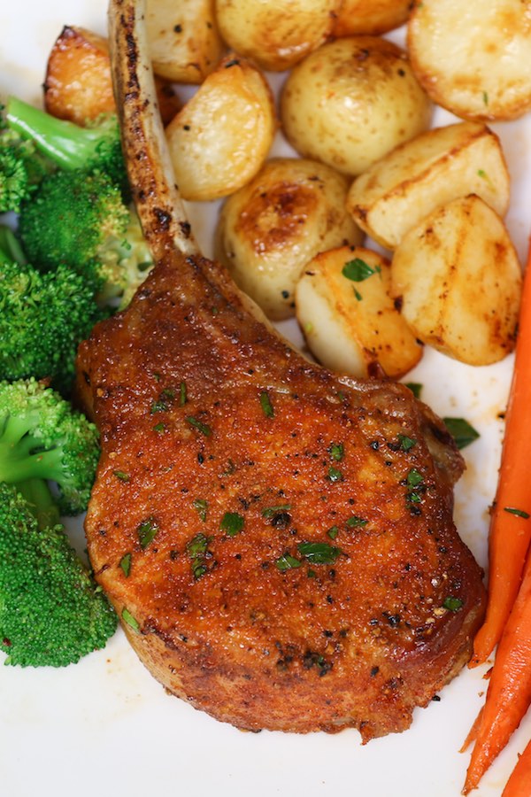 These tender baked pork chops were cooked at a lower temperature by knowing how long to bake pork chops at 350 degrees Fahrenheit