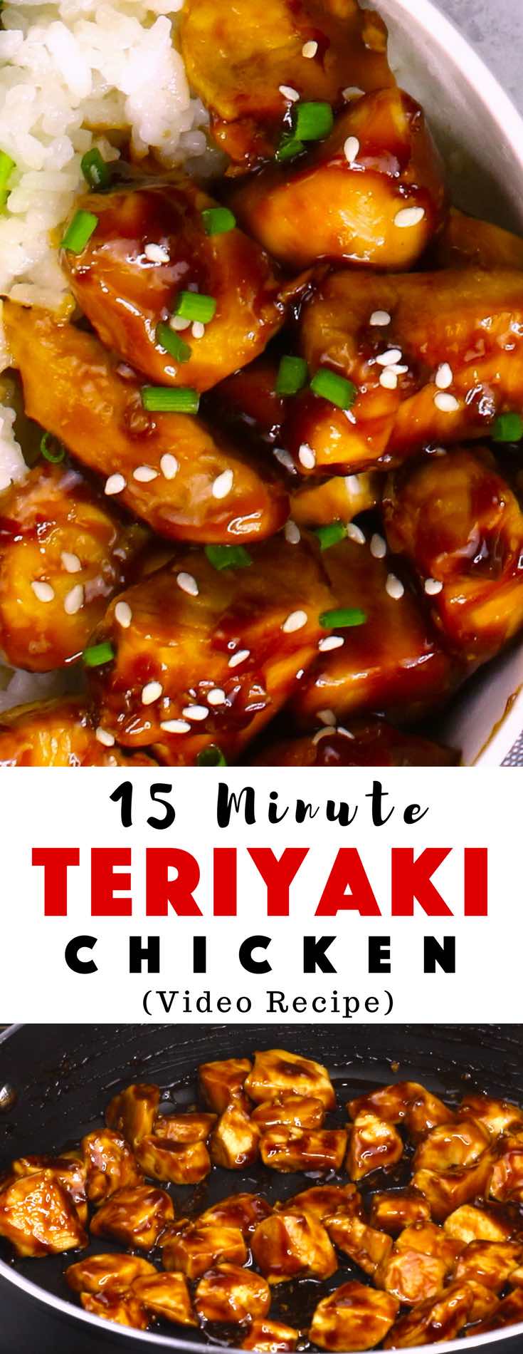 The easiest, most unbelievably delicious Teriyaki Chicken with Rice Bowls. And it’ll be on your dinner table in just 15 minutes. It’s much better than takeout! All you need is only a few ingredients: chicken breast, soy sauce, cider vinegar, honey and cornstarch. One of the best Asian dinner ideas! Served with rice and broccoli. Quick and easy dinner recipe. #Teriyaki #TeriyakiChicken #ChickenTeriyaki