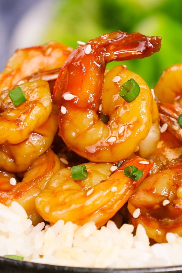 Sautéed shrimp with teriyaki sauce