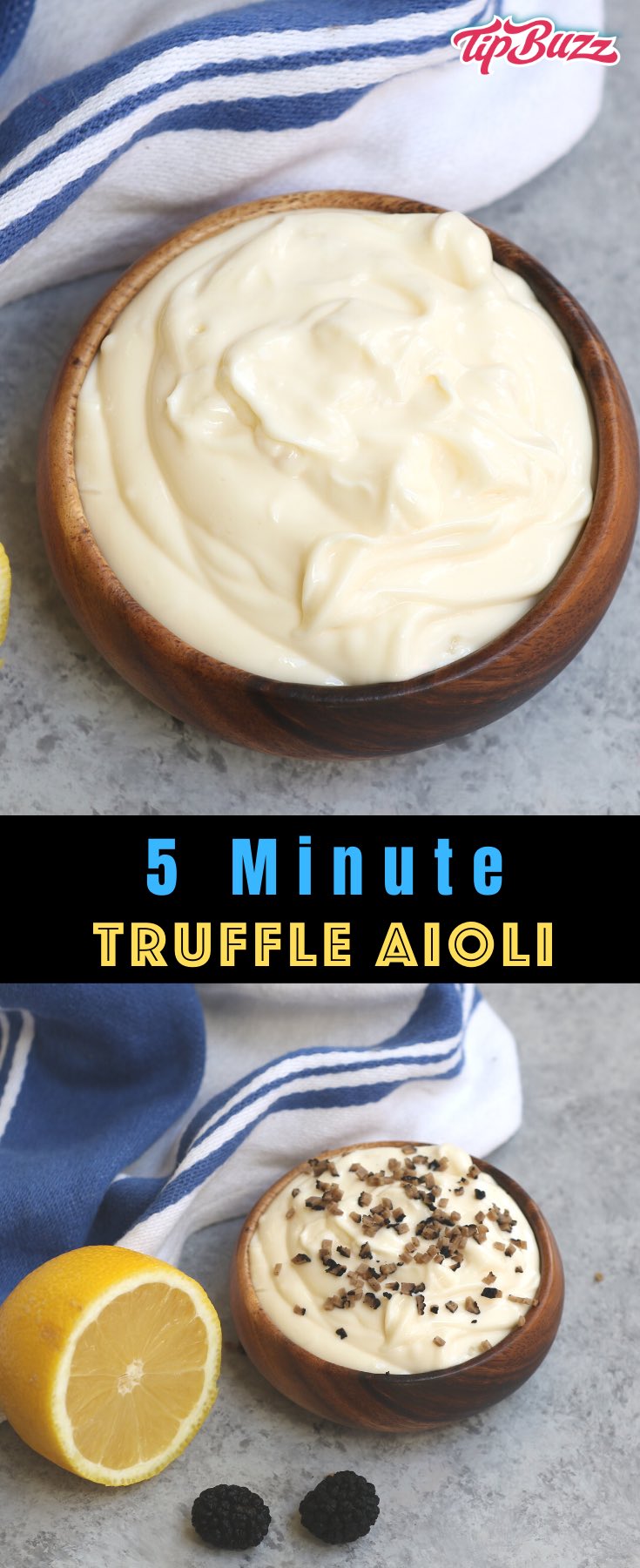 This Homemade Truffle Aioli is a creamy condiment that’s easy to make. Spread this homemade truffle mayo onto burgers, sandwiches and seafood for a burst of flavor. Or serve it as a dipping sauce with French fries, onion rings or your favorite vegetables!