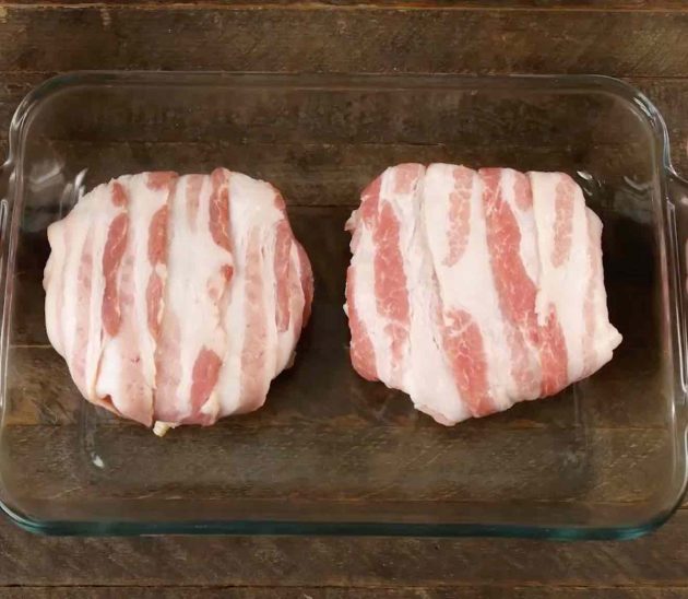 Photo of bacon covered crunchwraps prior to baking