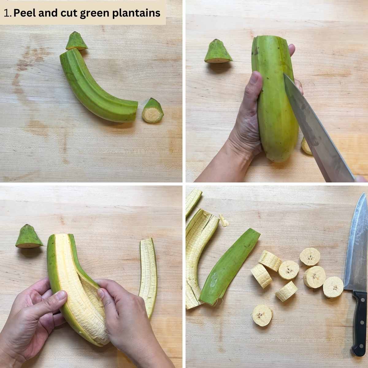 peel and cut plantains
